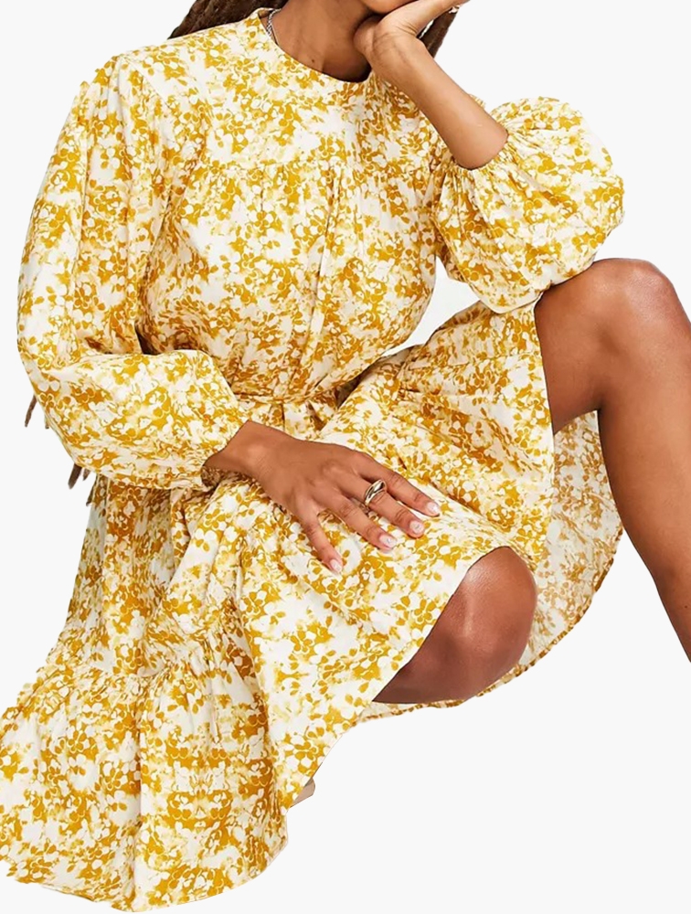 Topshop yellow 2025 floral dress